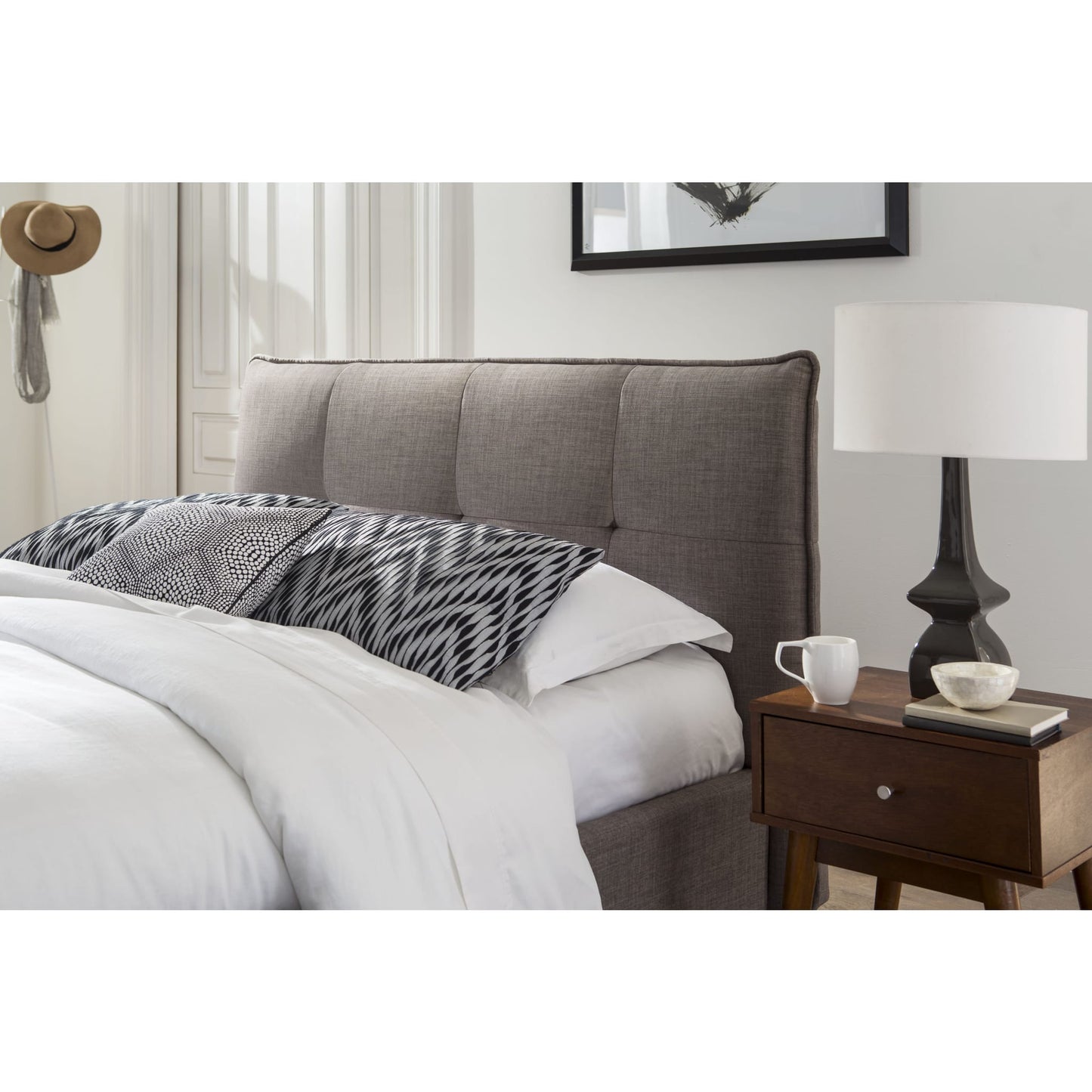 Letto contenitore con pediera imbottita Adona in lino Dolphin