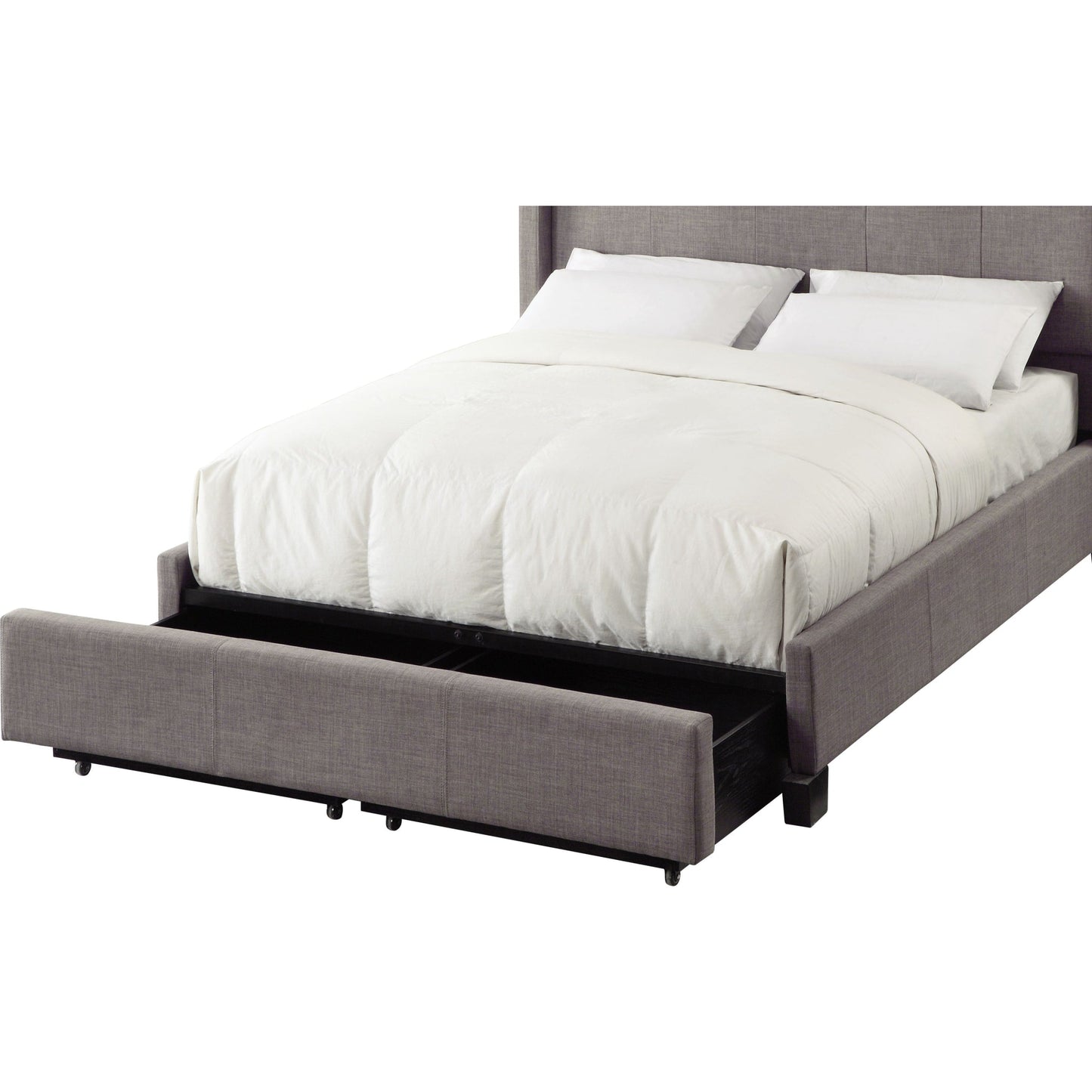 Letto contenitore con pediera imbottita Adona in lino Dolphin