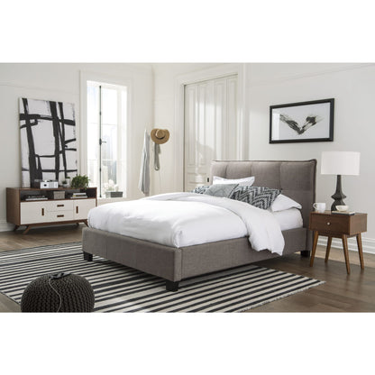 Letto contenitore con pediera imbottita Adona in lino Dolphin