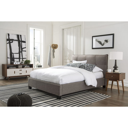 Letto contenitore con pediera imbottita Adona in lino Dolphin