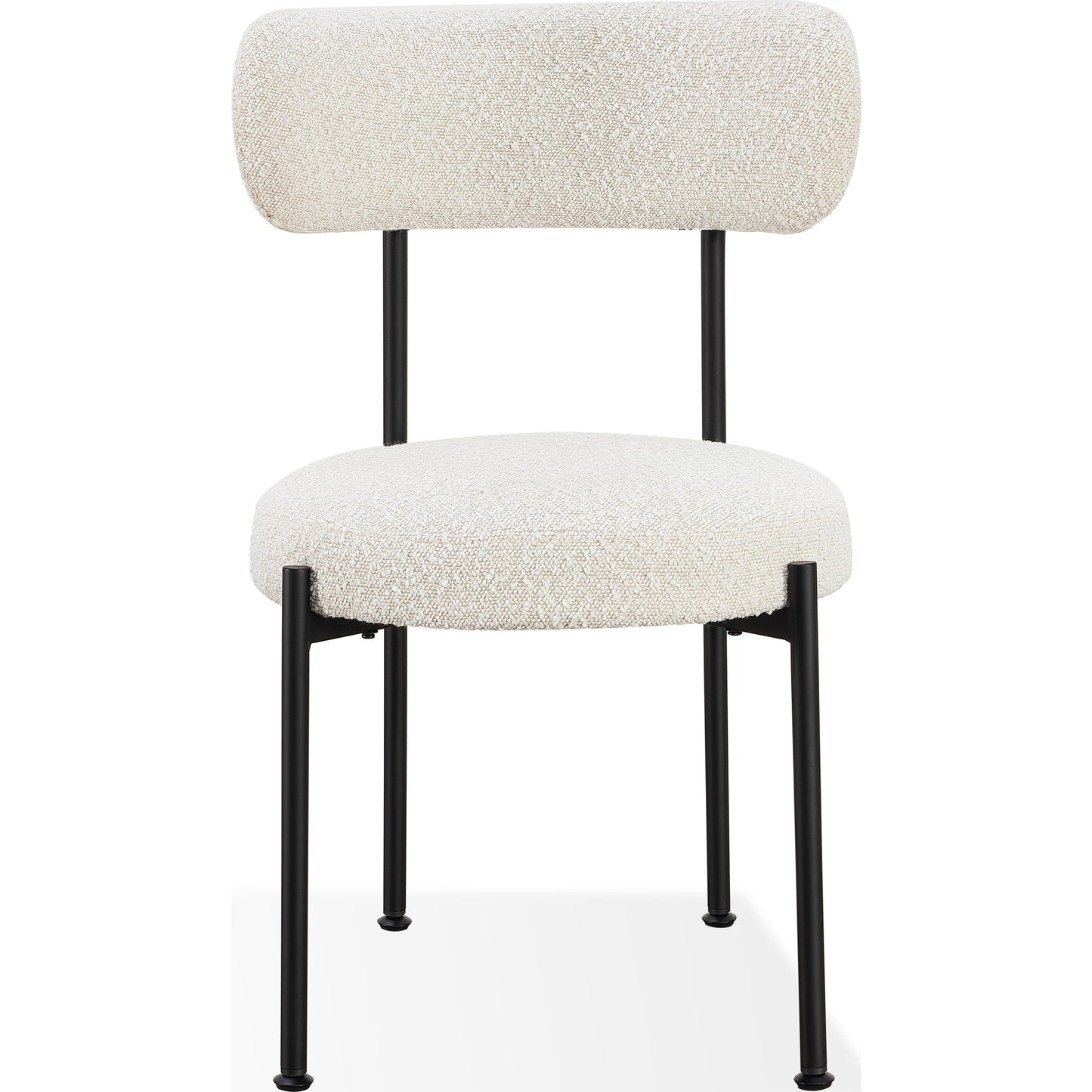 Sedia da pranzo imbottita Aere Boucle con gambe in metallo, color avorio e nero