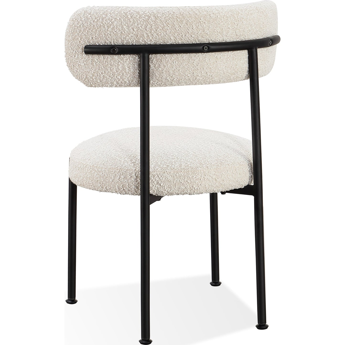 Sedia da pranzo imbottita Aere Boucle con gambe in metallo, color avorio e nero