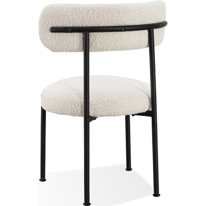Sedia da pranzo imbottita Aere Boucle con gambe in metallo, color avorio e nero