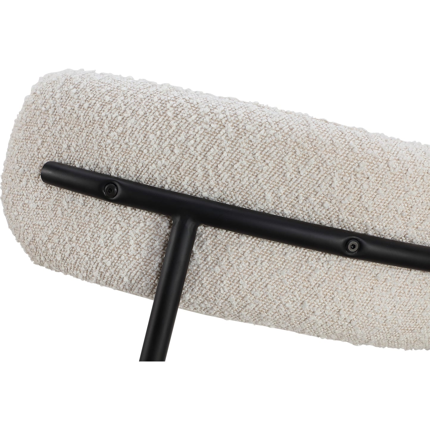 Sedia da pranzo imbottita Aere Boucle con gambe in metallo, color avorio e nero