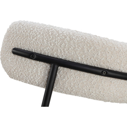 Sedia da pranzo imbottita Aere Boucle con gambe in metallo, color avorio e nero