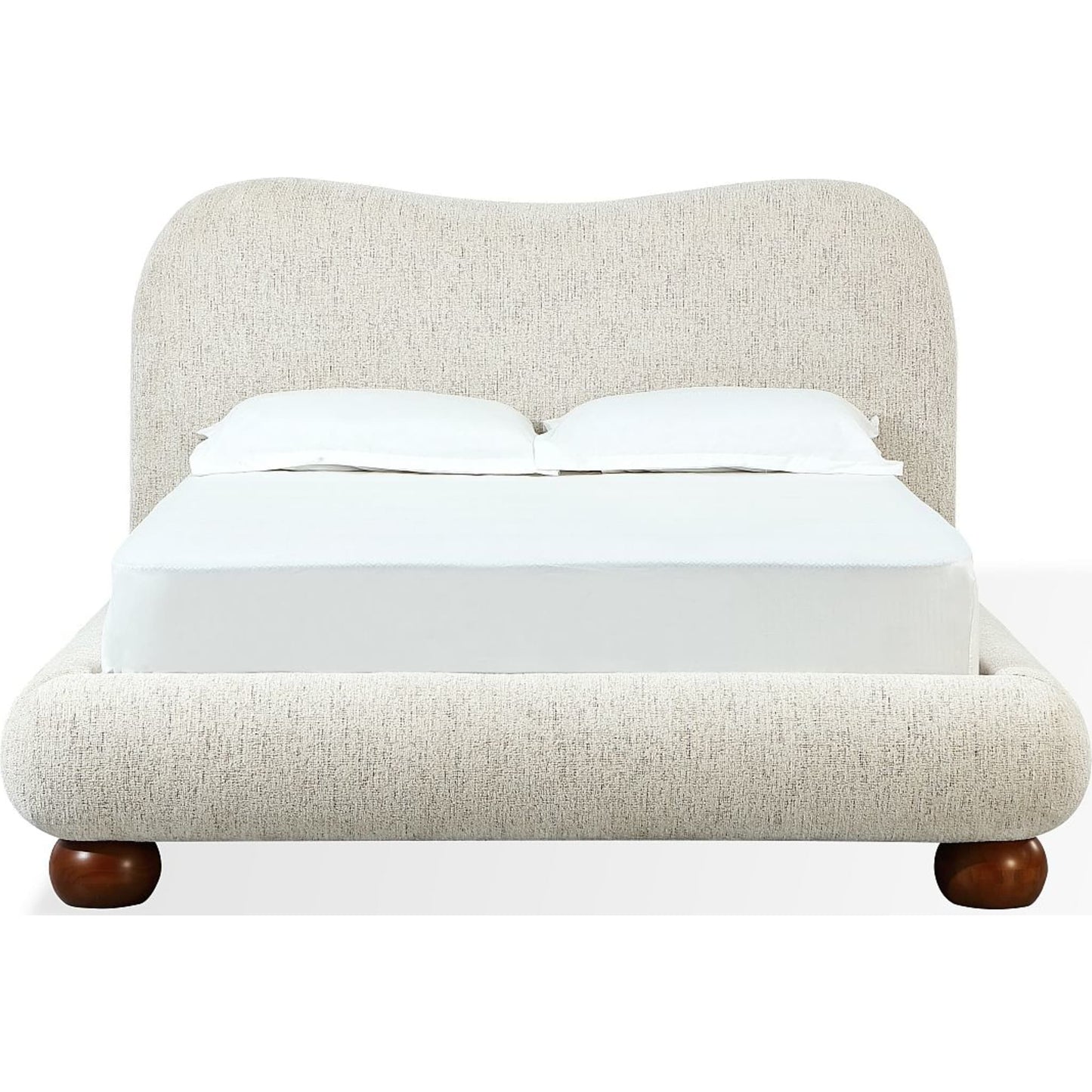 Letto con piattaforma imbottita in ciniglia Afra con gambe in legno, colore cincillà