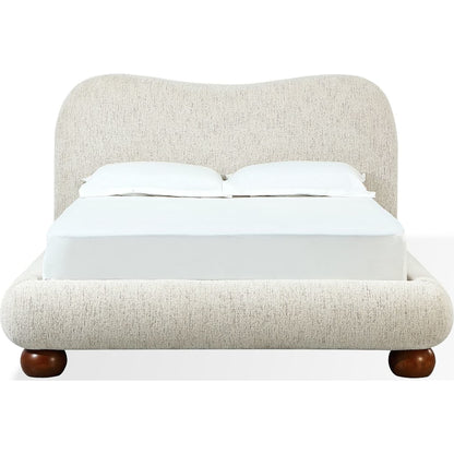 Letto con piattaforma imbottita in ciniglia Afra con gambe in legno, colore cincillà