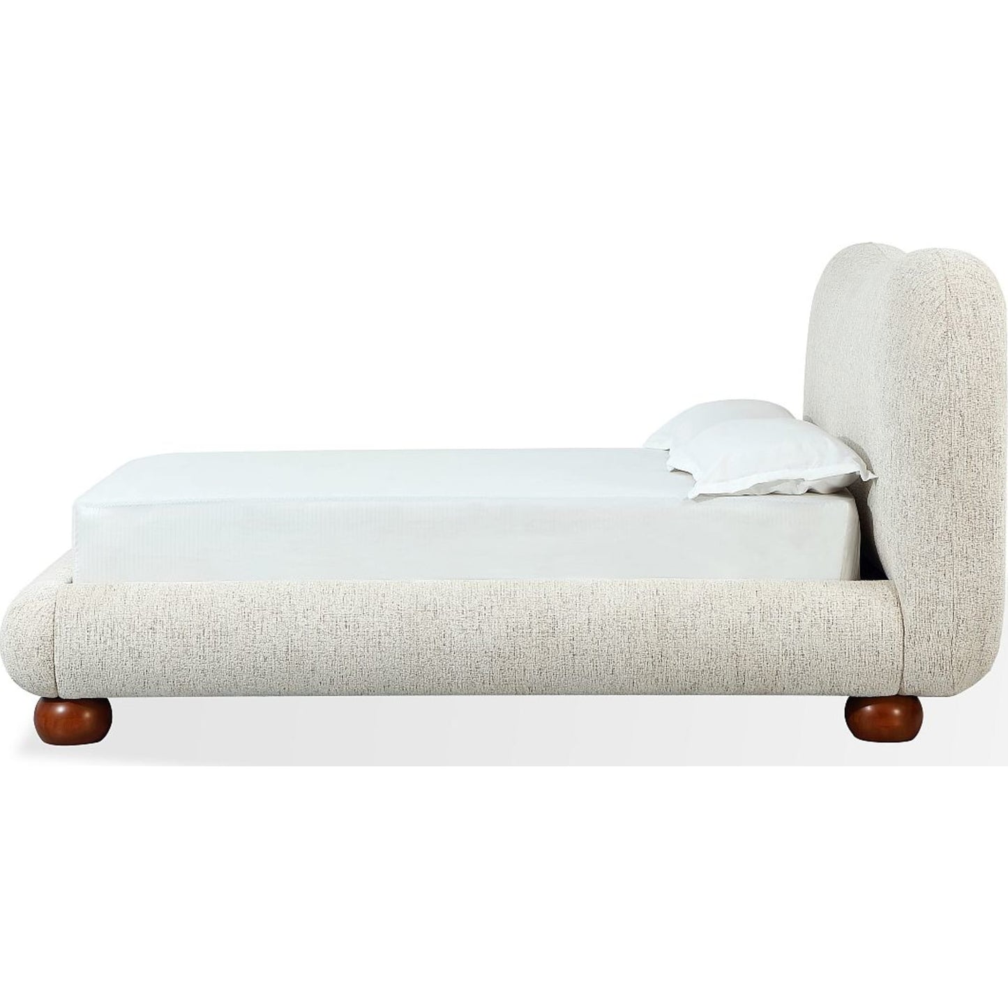 Letto con piattaforma imbottita in ciniglia Afra con gambe in legno, colore cincillà