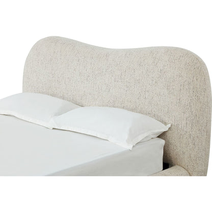 Letto con piattaforma imbottita in ciniglia Afra con gambe in legno, colore cincillà