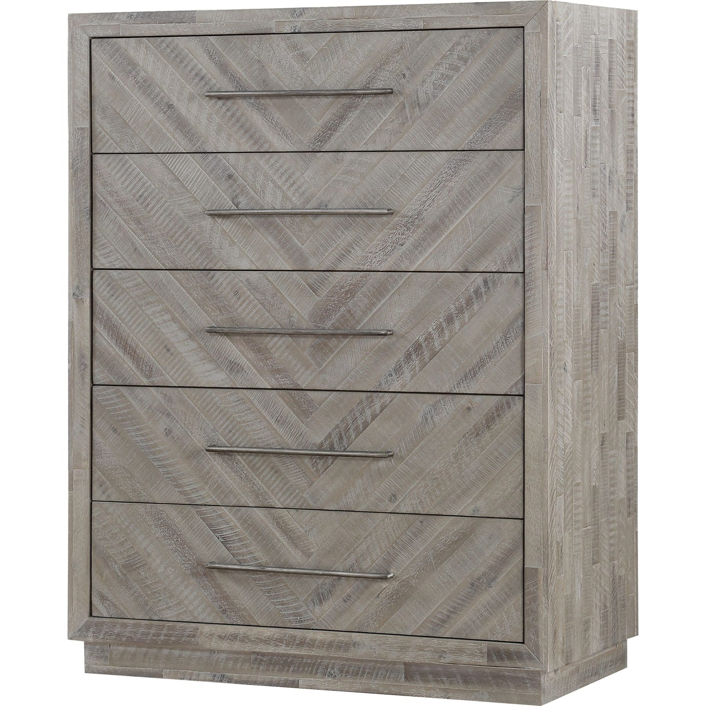 Cassettiera Alexandra in legno massello con cinque cassetti, color latte rustico (2024)