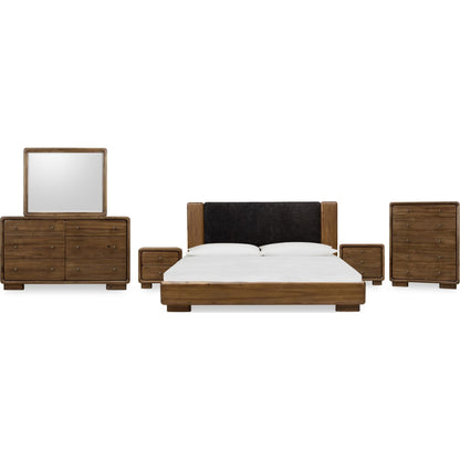 Comodino Boka a tre cassetti in legno di acacia color Impala