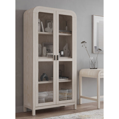 Libreria in legno con ante in vetro Drake color zucchero
