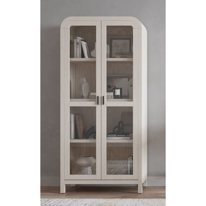 Libreria in legno con ante in vetro Drake color zucchero
