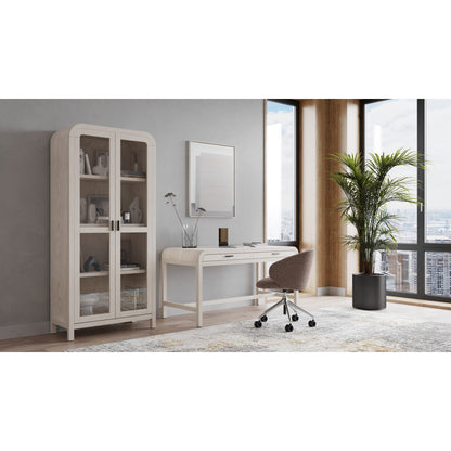 Libreria in legno con ante in vetro Drake color zucchero