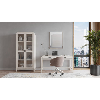 Libreria in legno con ante in vetro Drake color zucchero