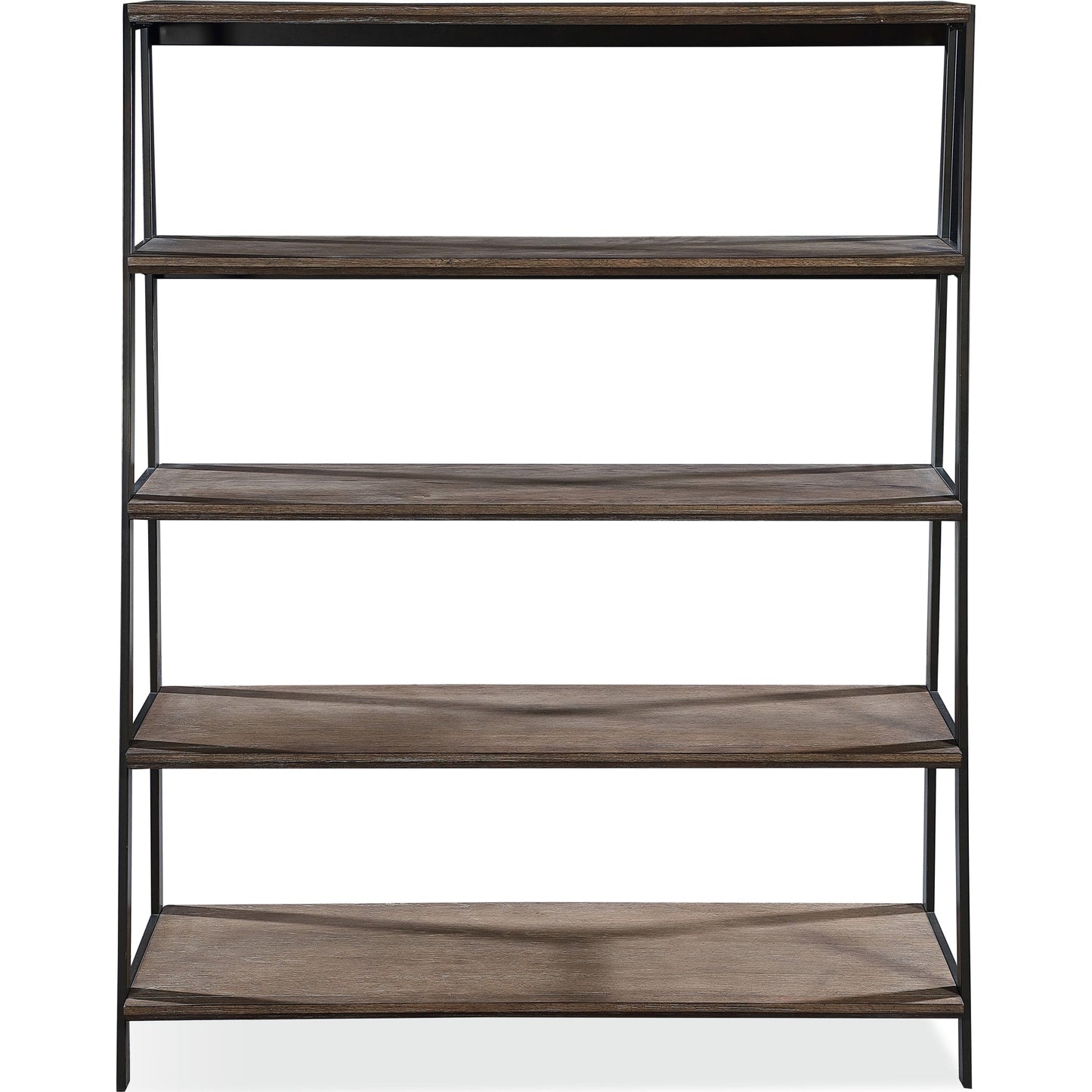 Libreria Etagère in legno e metallo Finch in grano saraceno e bronzo antico