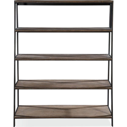 Libreria Etagère in legno e metallo Finch in grano saraceno e bronzo antico