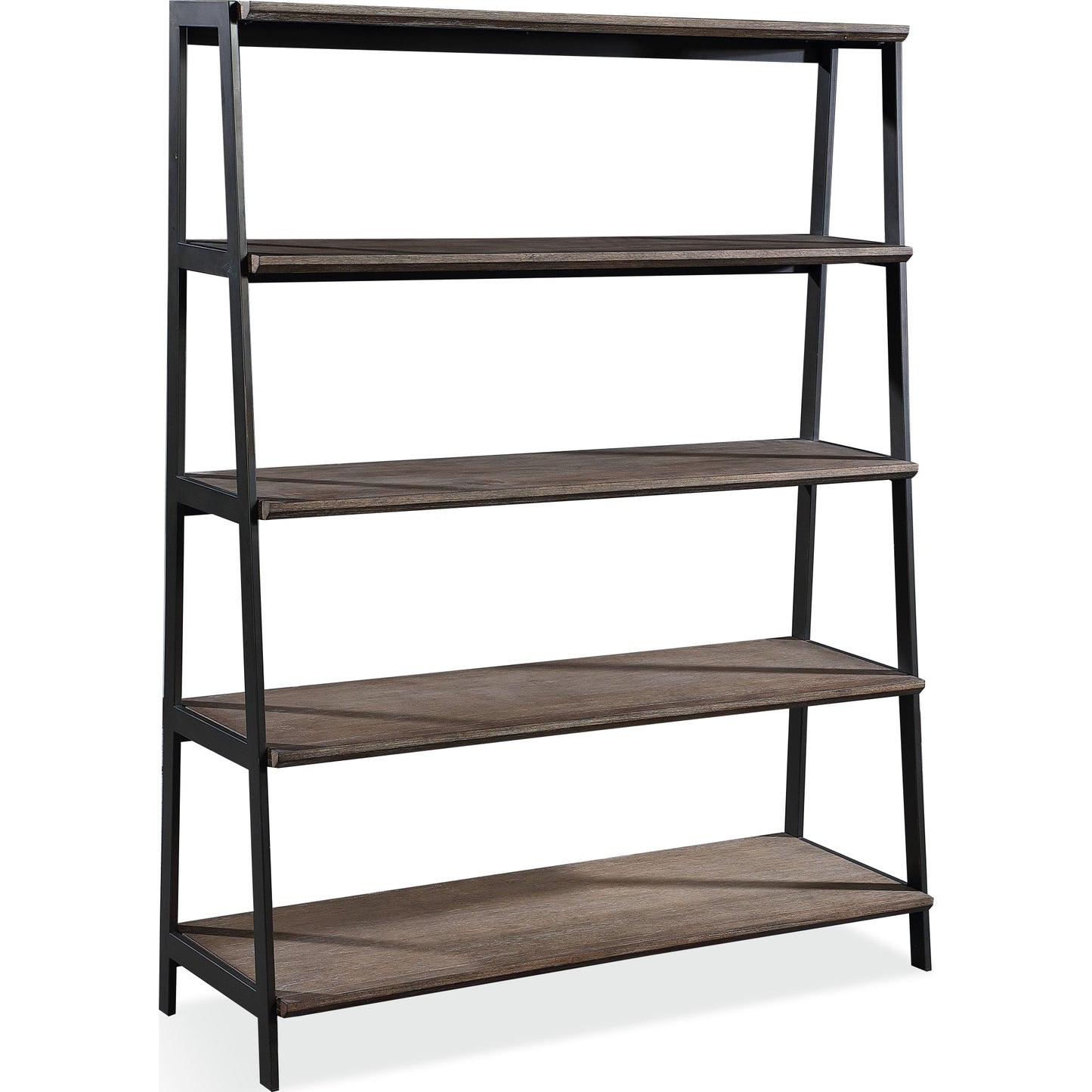 Libreria Etagère in legno e metallo Finch in grano saraceno e bronzo antico