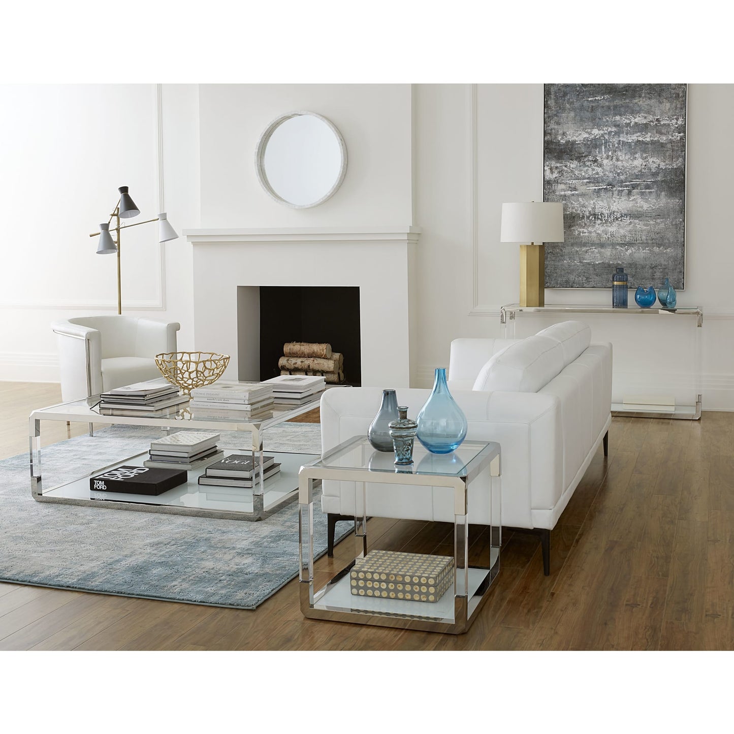 Tavolino Jasper in acrilico/vetro bianco/PSS