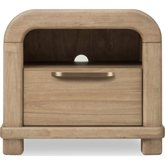 Comodino Kione in legno di acacia con un cassetto in Lioness