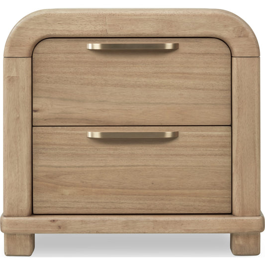 Comodino Kione in legno di acacia a due cassetti in Lioness