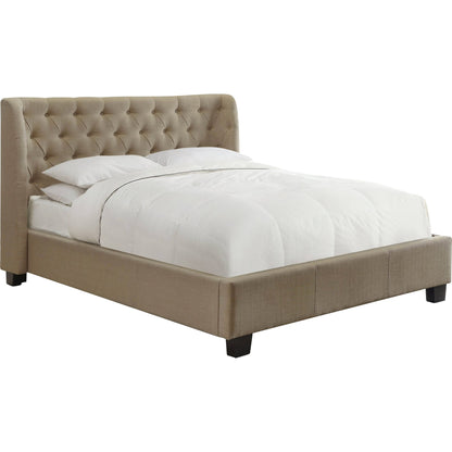 Letto a piattaforma trapuntato Levi in ​​lino color tostato