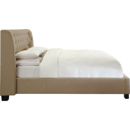 Letto a piattaforma trapuntato Levi in ​​lino color tostato