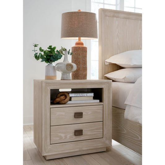Comodino Maxime con due cassetti e ricarica USB