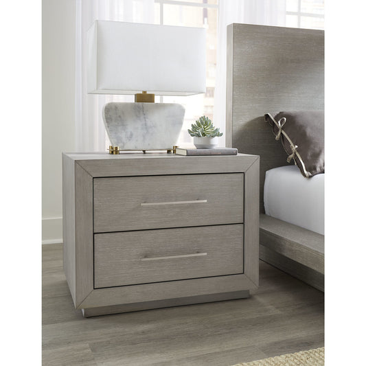Comodino Melbourne a due cassetti con USB in minerale