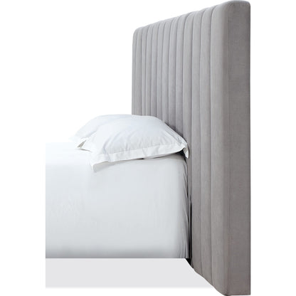 Testiera del letto a muro con canali Monty solo in velluto grigio