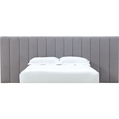 Testiera del letto a muro con canali Monty solo in velluto grigio