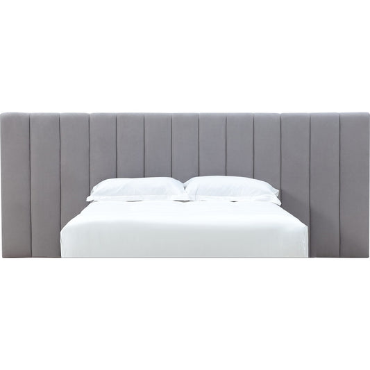 Testiera del letto a muro con canali Monty solo in velluto grigio