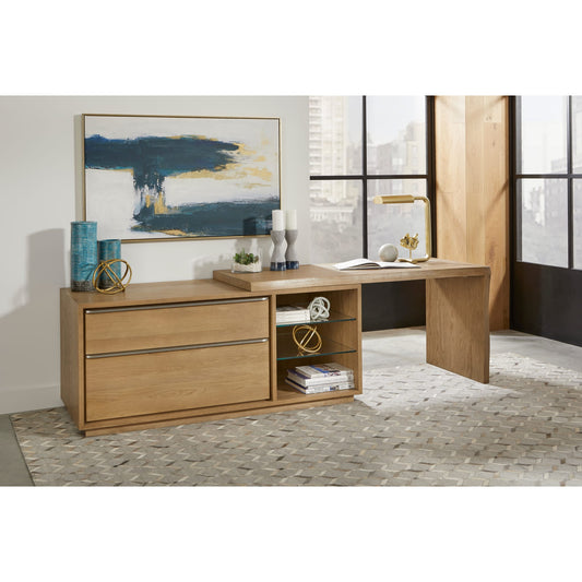 Scrivania direzionale One Live Edge Edge in rovere bianco e vetro