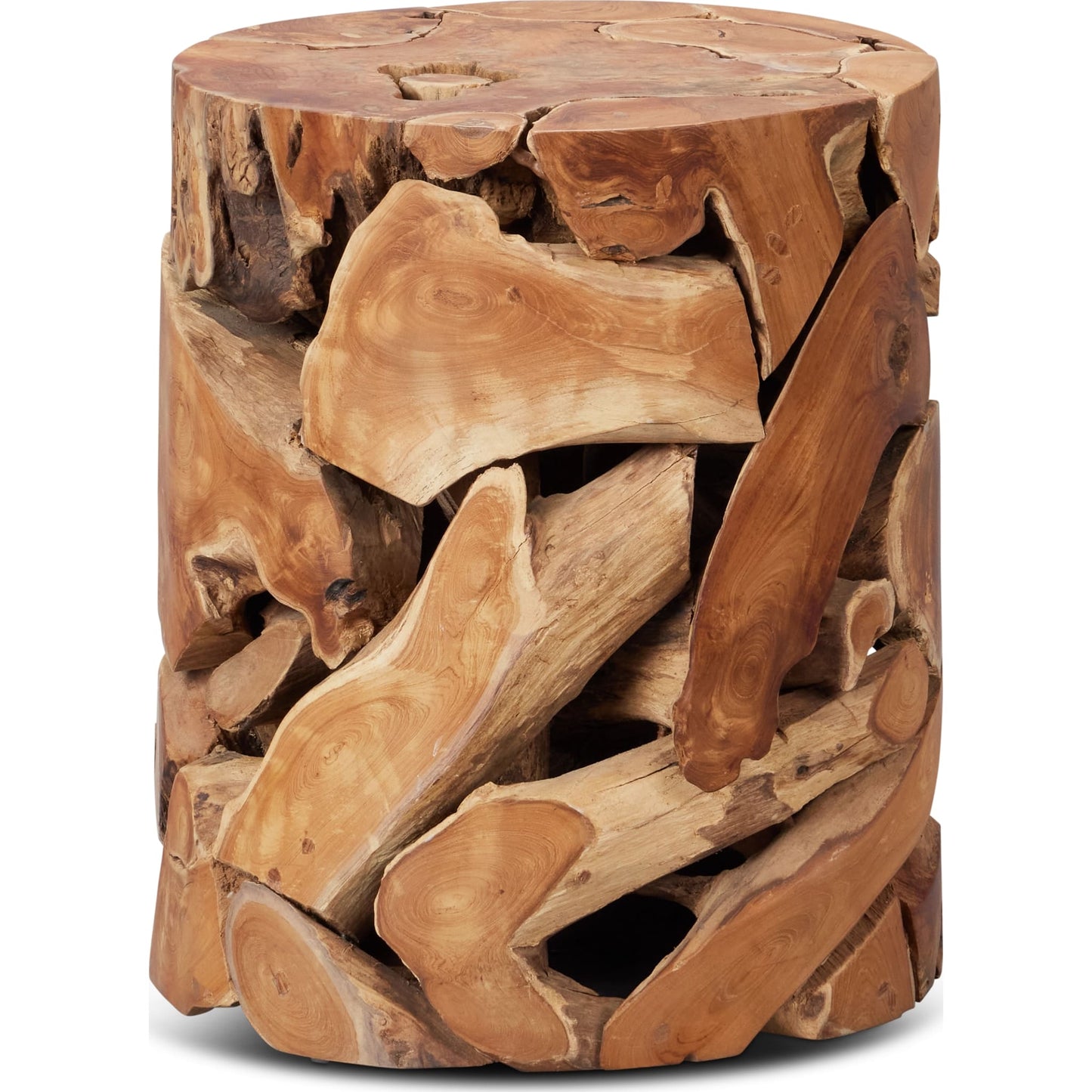 Tavolino rotondo One Teak Slice in teak caldo