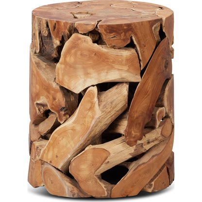 Tavolino rotondo One Teak Slice in teak caldo