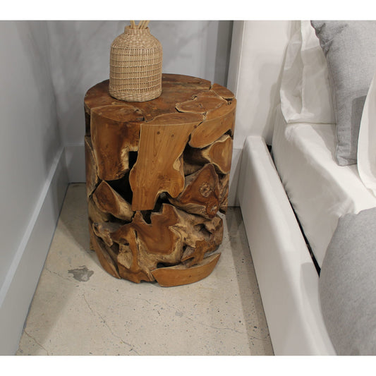 Tavolino rotondo One Teak Slice in teak caldo