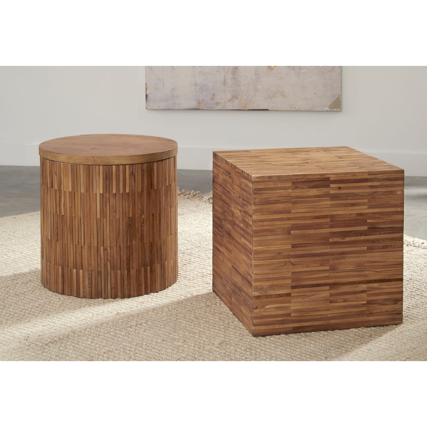 Tavolino quadrato One Wood Tile in teak massello