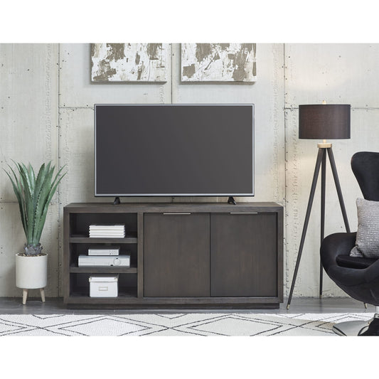 Consolle multimediale Oxford da 64 pollici con due cassetti e due ripiani in grigio basalto
