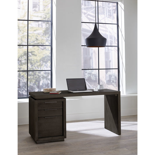 Scrivania Oxford con piedistallo singolo in grigio basalto