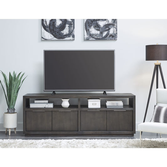 Consolle multimediale Oxford in legno massello da 74 pollici in grigio basalto