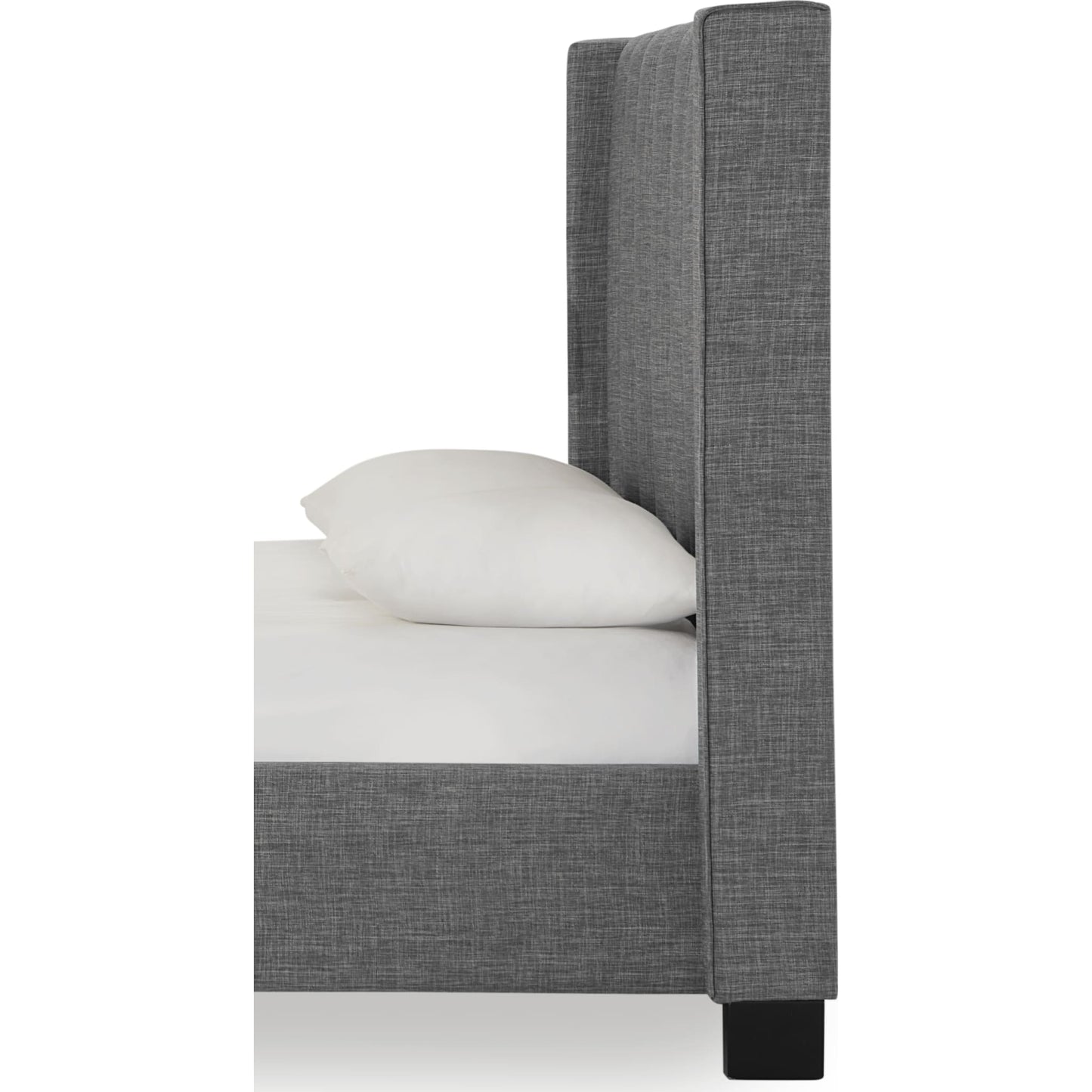 Testiera imbottita Palermo Wingback in lino Dark Stone