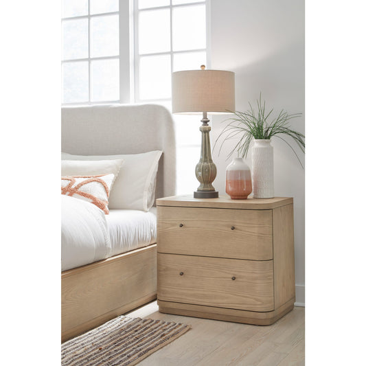 Comodino Penny a due cassetti in frassino bianco color crema