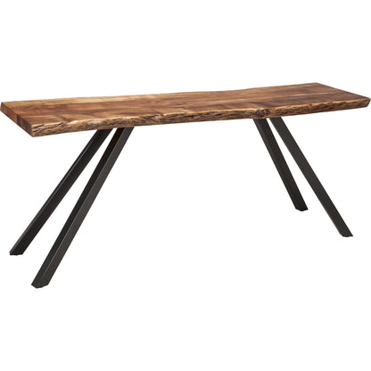 Tavolo consolle in legno massello con gambe in metallo Reese Live Edge in acacia naturale