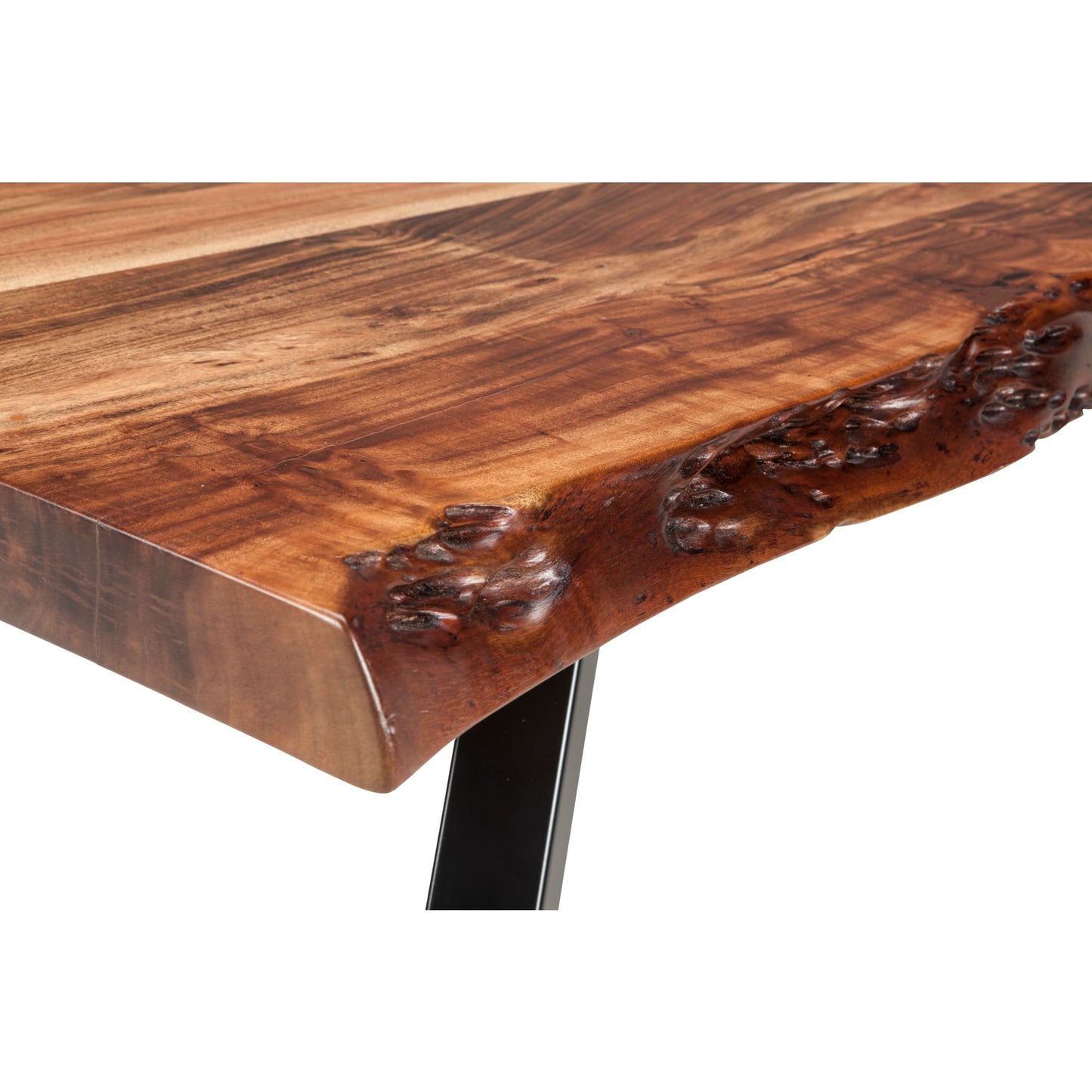 Tavolo consolle in legno massello con gambe in metallo Reese Live Edge in acacia naturale