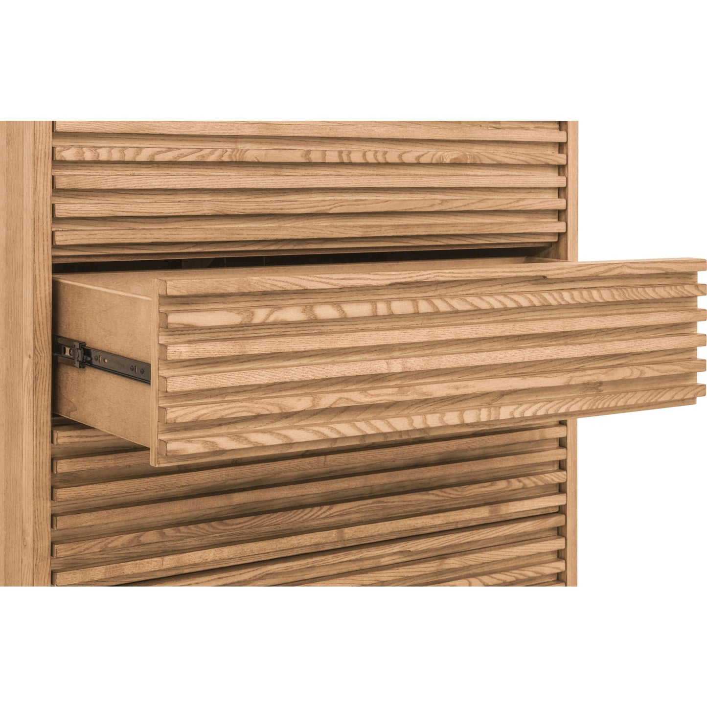 Cassettiera in legno di frassino Tanner a cinque cassetti in lino