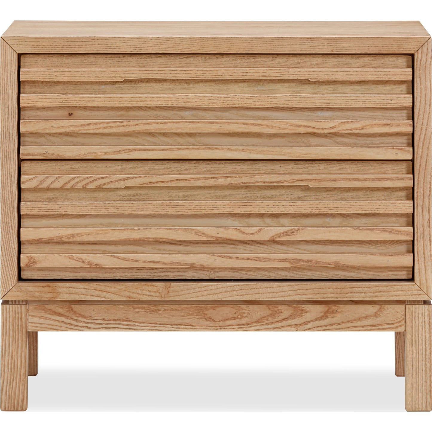 Comodino in legno di frassino a due cassetti Tanner in lino