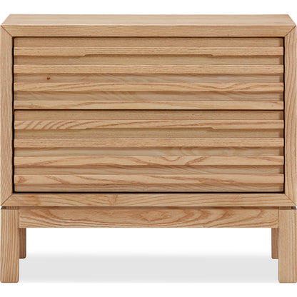 Comodino in legno di frassino a due cassetti Tanner in lino