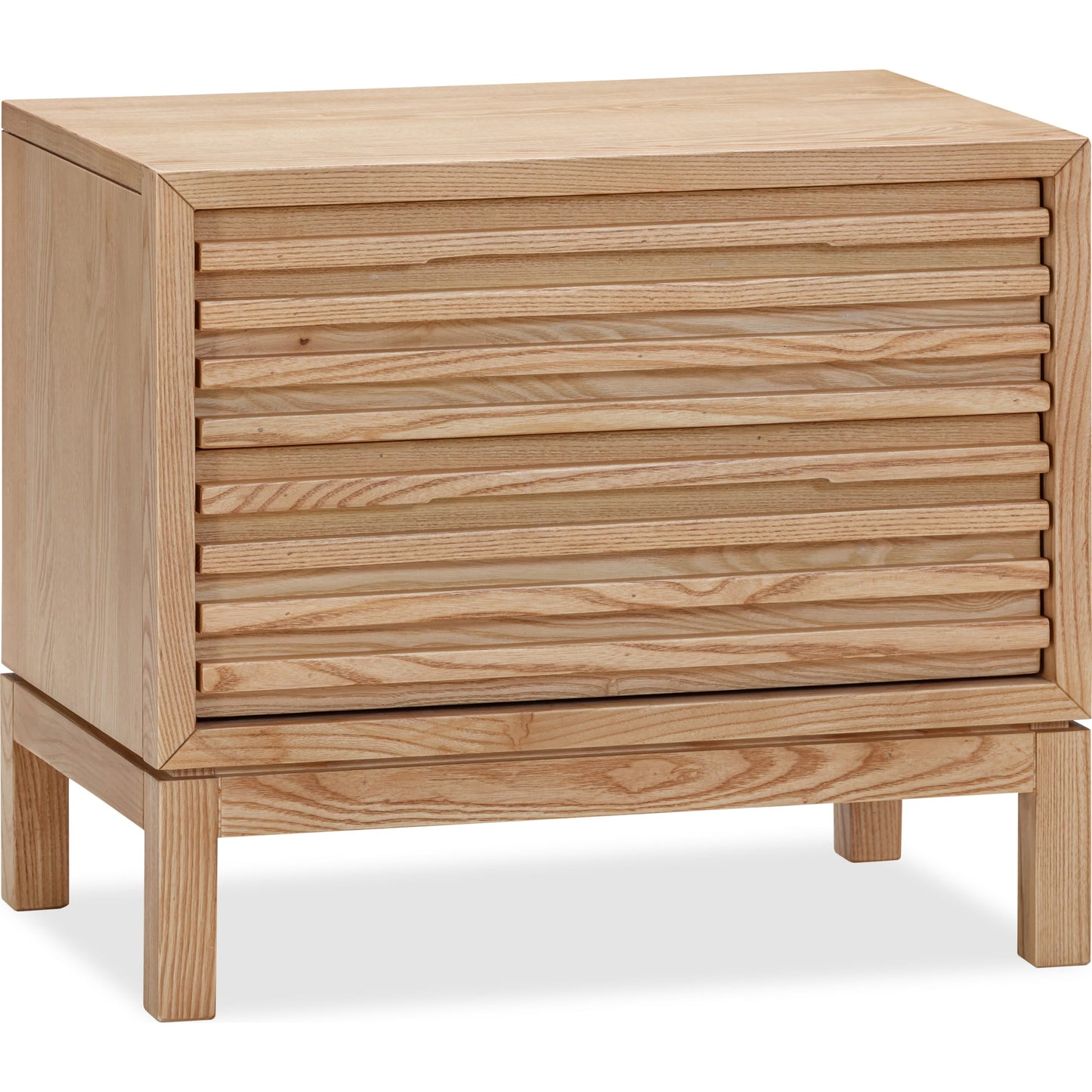 Comodino in legno di frassino a due cassetti Tanner in lino