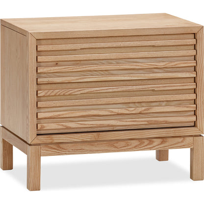 Comodino in legno di frassino a due cassetti Tanner in lino