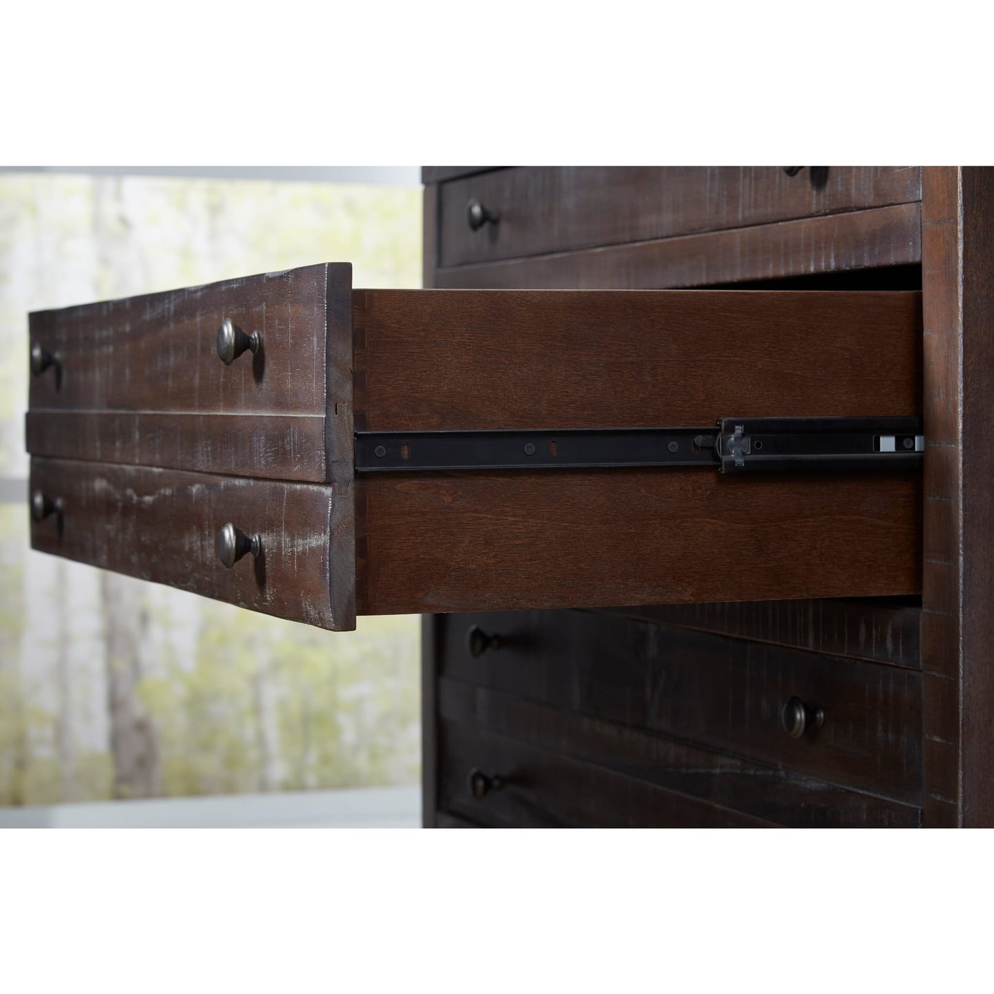 Cassettiera Townsend in legno massello con cinque cassetti, colore Java